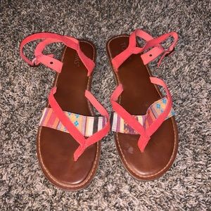 Toms Coral Tribal Ankle Strap Sandals Size 9